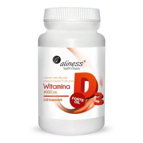 Aliness - Witamina D3 FORTE oil 4000 j.m. 120 kapsułek - suplement diety