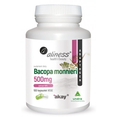 Aliness - Bacopa monnieri extract 50%, 500 mg x 100 Vege Caps. - suplement diety