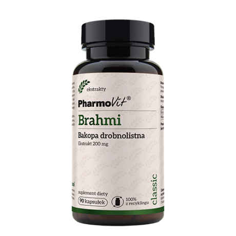 Pharmovit - BRAHMI - Bacopa Monnieri 20:1 200 mg 90 kaps – suplement diety.