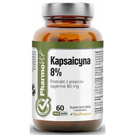 Pharmovit - Kapsaicyna 8 % - ekstrakt z pieprzu cayenne 80 mg 60 kaps vcaps clean label- suplement diety.