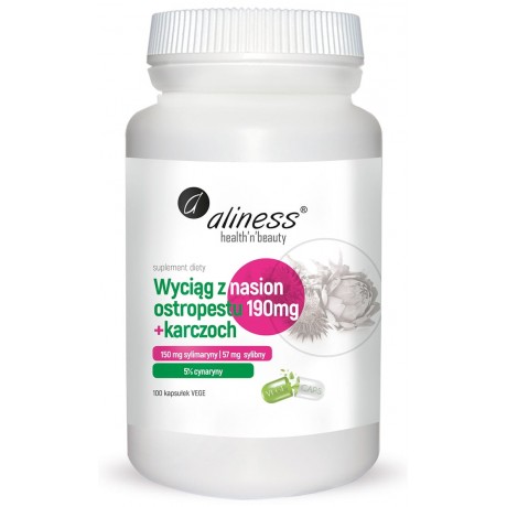 Aliness - Ekstrakt z nasion ostropestu 190 mg+karczoch  100 Vege caps  -suplement diety