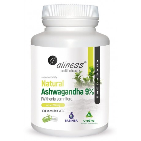 Aliness - Natural Ashwagandha 590 mg 9% x 100 Vege caps - suplement diety
